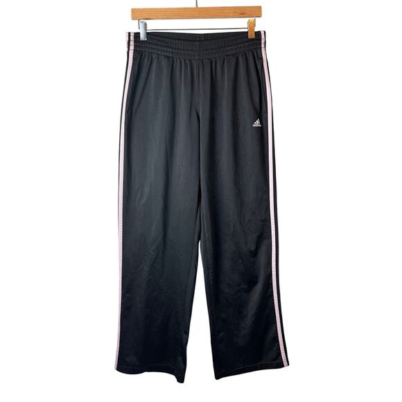 Adidas Track Pants Women's Medium Y2K Retro Streetwear Wide Leg Black Throwback - Picture 1 of 12